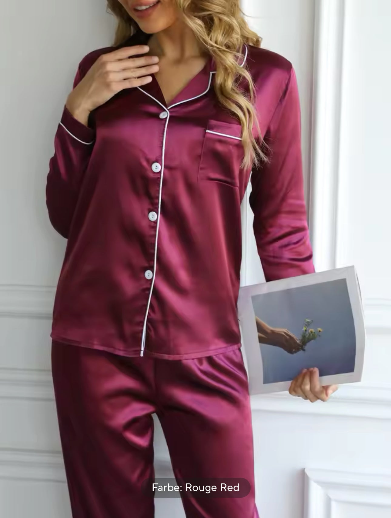 Pyjama-Set aus Satin, Bordeaux
